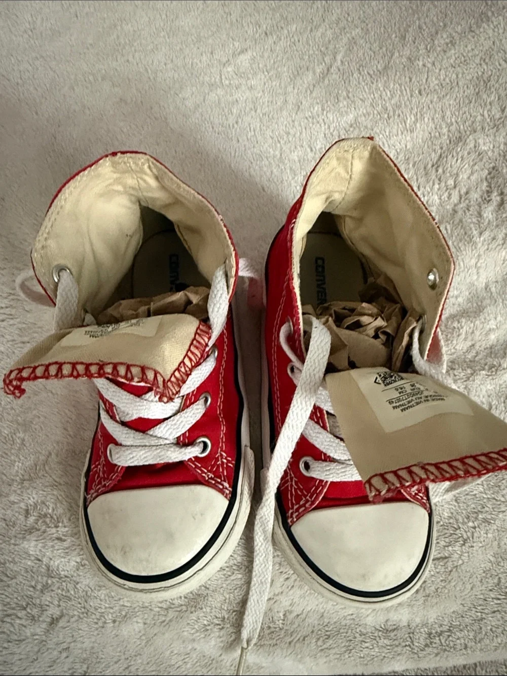Converse Red High-Top Kids Canvas Sneakers with White Laces